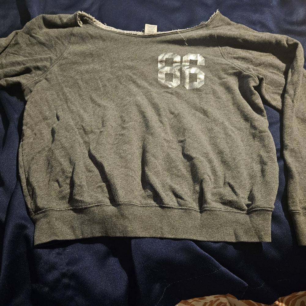 PINK Victoria's Secret Off-the-Shoulder Gray Sweater